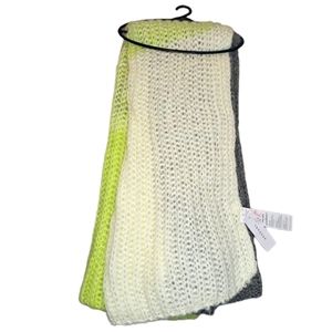 NEW TopShop Colorblock Chunky Knit Scarf Green White Gray One Size